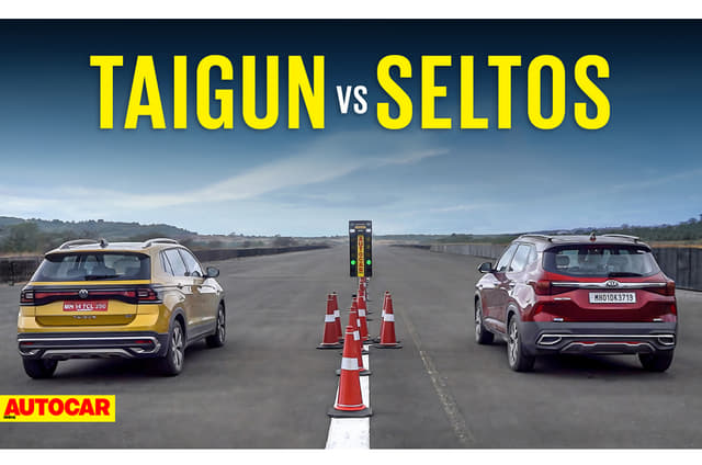 Volkswagen Taigun vs Kia Seltos drag race video